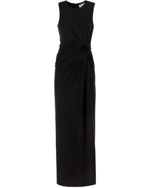 Sportmax Spxsaletta - Lange Stretchjerseyjurk Met Drapering En Uitsnede - Zwart