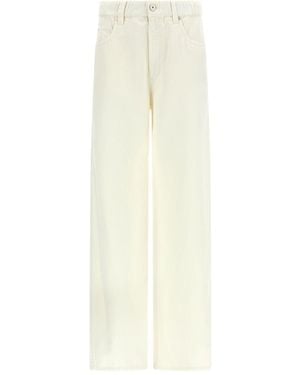 Brunello Cucinelli Cotton And Linen Blend Pants - White