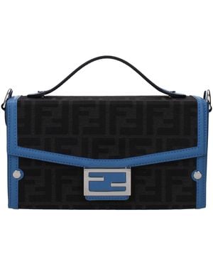 Fendi Handtassen Stokbrood Heren Stof Grijs/fiordaliso - Blauw