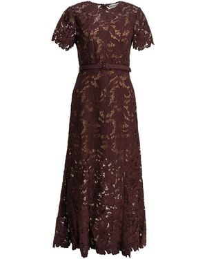 Self-Portrait Lace Midi Dress - Brown