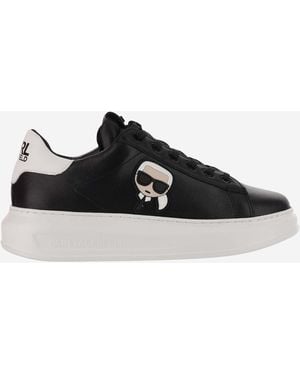 Karl Lagerfeld Leder -Sneaker mit Logo - Schwarz