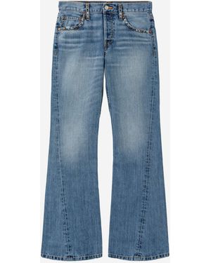 RE/DONE Twisted Mid Rise Bootcut Cotton Jeans - Blau