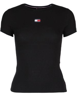 Tommy Hilfiger Slim Badge Rib Tee - Black