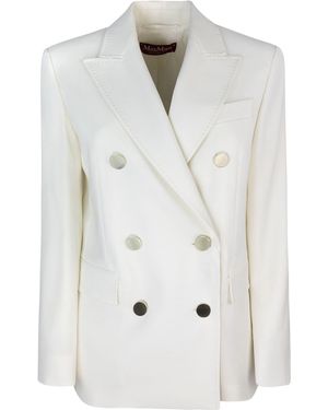 Max Mara Blazer Edicola In In Crêpe Satin Di Lana - Wit