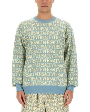 Versace Allover Logo Jersey - Green