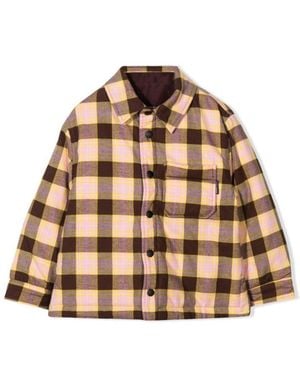 Palm Angels Check Padded Reversible Shirt - Natural