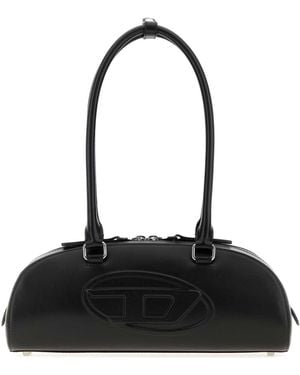 DIESEL Leather 1 Dr Dome Shoulder Bag - Black