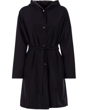 Herno Wendemantel mit Kapuze aus Stretchwolle und Nylon - Blau