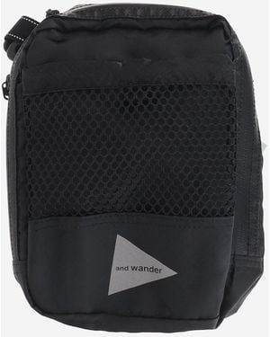 and wander Nylon Cross Body Bag With Logo - Black