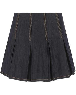 Bottega Veneta Dark Denim Mini Skirt - Black