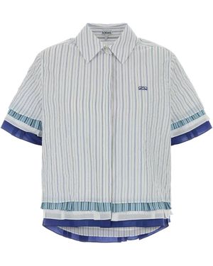 Loewe Embroidered Cotton Blend Shirt - Blue