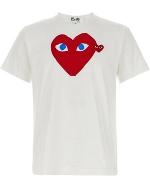 COMME DES GARÇONS PLAY Printed T Shirt And Logo Patch - White