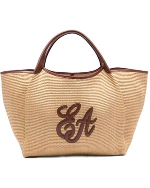 Emporio Armani Large Straw Tote Bag - Brown