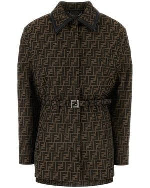 Fendi Embroidered Canvas Belt Shirt - Black