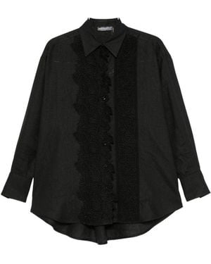 Ermanno Scervino Lace-Embroidery Linen Shirt - Black