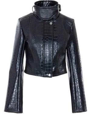 Sportmax Cropped-Jacke Mit Alligator-Print - Blau