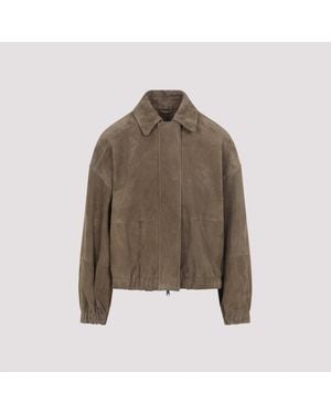 Brunello Cucinelli Oregano Suede Leather Jacket - Brown