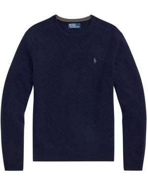Polo Ralph Lauren Merino Wool Crew Neck Sweater With Embroidered Log - Blau