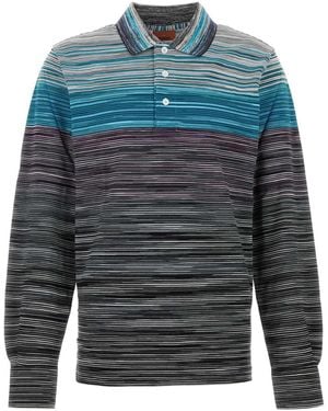 Missoni Embroidered Piquet Polo Shirt - Blue