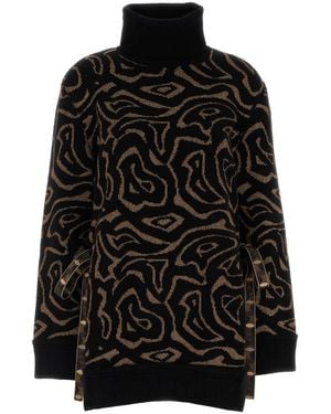 PUCCI Embroidered Polyester Blend Oversize Sweater - Black
