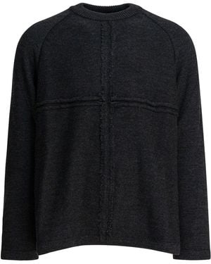 Comme des Garçons Wool Crewneck Sweater With Cross-Shaped Seams And - Schwarz