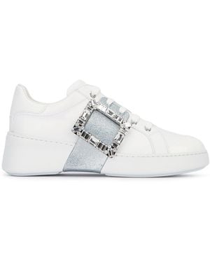 Roger Vivier Viv Skate Glitter Strass Buc - White