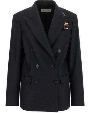 Dries Van Noten Embroidered Double-Breasted Blazer - Black