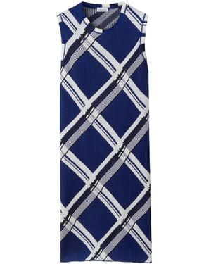 Burberry Check Silk Dress - Blue