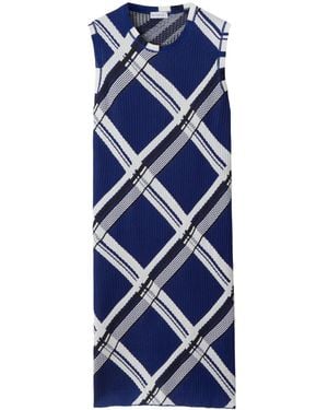 Burberry Check Silk Dress - Blue