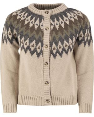 Weekend by Maxmara Wkdtarga Jacquard Alpaca Blend Cardigan - Brown