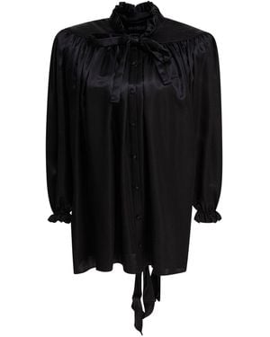 Balenciaga Lace-Up Blouse - Black