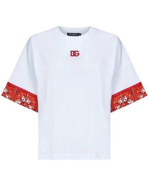 Dolce & Gabbana Dolce & Gabbana T-Shirt With Embroidered Logo And Majolica Print - White