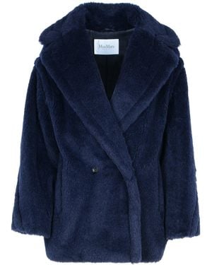 Max Mara 'olga' Blue Alpaca Blend Coat - Blauw