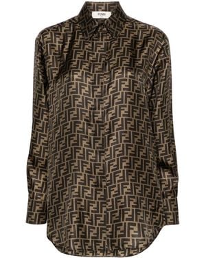 Fendi Ff Silk Shirt - Brown
