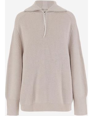Carven Woll Reißverschluss -Pullover - Natur