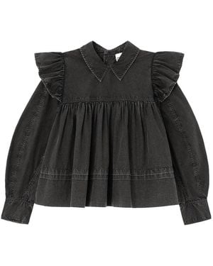 Ganni Blouse With Collar - Black