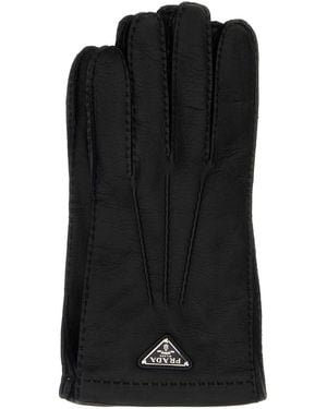 Prada Nappa Leather Gloves - Black
