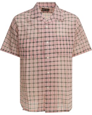 Beams Plus Freizeithemd "Open Collar Nylon Airy Plaid". - Pink
