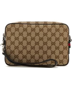 Gucci Gg Fabric Clutch - Brown