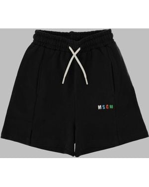 MSGM Boys Fleece Bermuda Shorts, 100% Cotton - Black