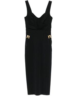 Elisabetta Franchi Fitted Dress With Sweetheart Neckline - Black