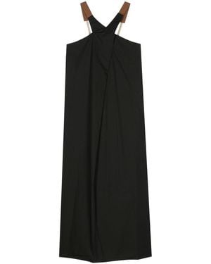 Alysi Popeline-Midikleid Mit Überkreuzten Trägern - Schwarz
