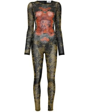 Jean Paul Gaultier Schwarzer Overall Mit Médaillon-Print - Mehrfarbig