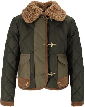 Fay Mini 3-Ganci Quilted Leather-Accent Jacket - Green