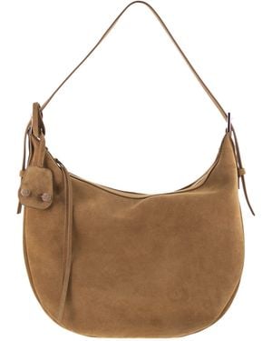Fabiana Filippi Maxi Suede Hobo Bag With Diamond Detail - Brown