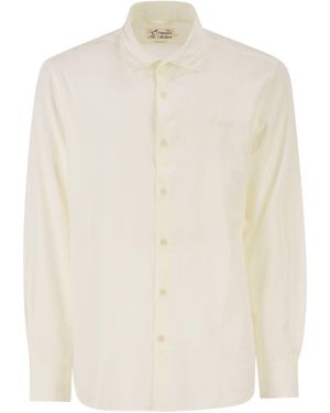 MC2 Saint Barth Cotton Poplin Shirt With Embroidered Logo - White