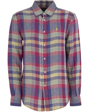 Polo Ralph Lauren Calssic-Fit Linen Plaid Shirt - Multicolor