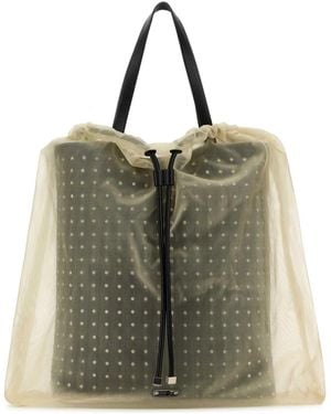 McQueen Two-Tone Leather Tulle Shopping Tote - Green