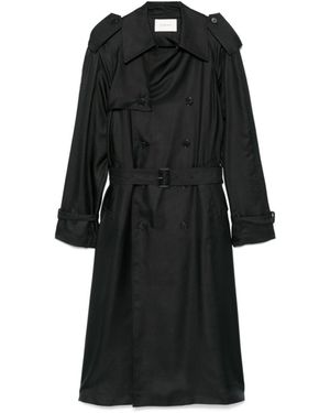 Saint Laurent Belted Duchesse-Satin Trench Coat - Black