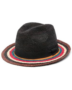 Paul Smith Signature Stripe Strohhut - Schwarz